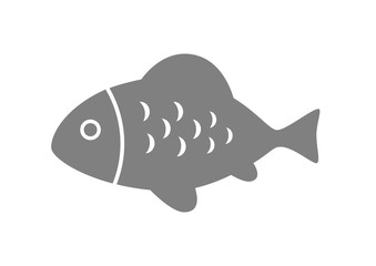 Grey fish icon on white background