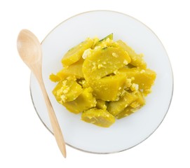 A Plate of Stir Fried Pumpkin with Egg