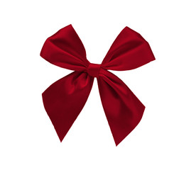 Elegant red ribbon bow isolated on white background