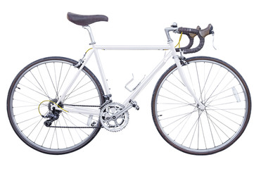 vintage white road bike isolated