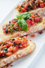 Fresh Salsa Bruschetta with salmon and vegetables