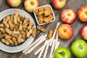 Ingredients for caramel apple.