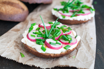 Italian tomato bruschetta with chopped vegetables, herbs and oil