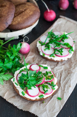 Italian tomato bruschetta with chopped vegetables, herbs and oil