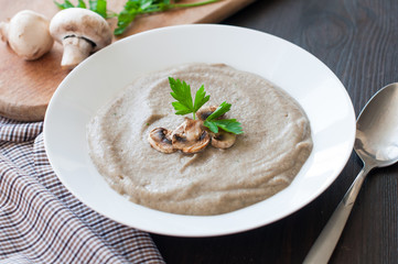 bowl of vegetarian mushroom soup