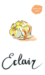 Watercolor eclair