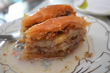 Homemade turkish baklava
