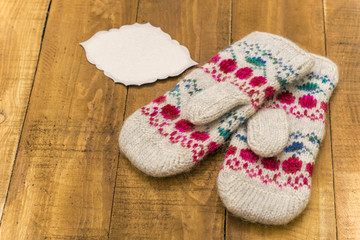 Fototapeta na wymiar knitted mittens