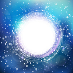 Abstract snowing background with circle label