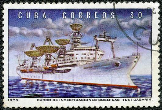 CUBA - 1973: shows Radar observation ship Yuri Gagarin