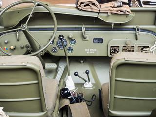 Dashboard of an old military jeep.