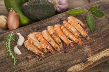 Frische rosarote Scampi