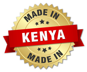 made in Kenya gold badge with red ribbon