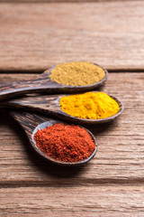 all spice powders on the spoon