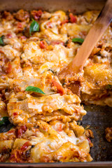 Close-up of a traditional italian lasagna