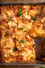Close-up of a traditional italian lasagna