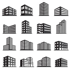 Buildings icon and office icon set