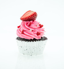 colorful cupcakes with beautiful decoration over white backgroun