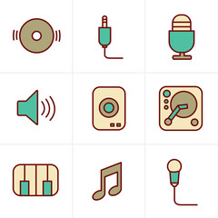Icons Style Music Icons Set, Vector Design