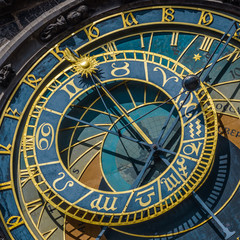 Fototapeta na wymiar Details of Astronomical Clock (Orloj) in the Old Town of Prague,Czech Republic.