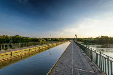 Briare, France, Bridge-canal intersection with Loire river