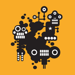 Three crazy monsters.