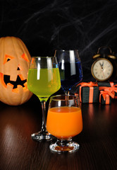 A variety of juices and drinks for Halloween