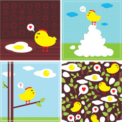 Chicken and fried eggs.