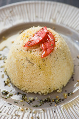 Delicious homemade vegetarian couscous made with bell pepper, to