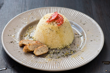 Delicious homemade vegetarian couscous made with bell pepper, to