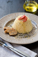 Delicious homemade vegetarian couscous made with bell pepper, to
