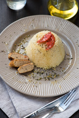 Delicious homemade vegetarian couscous made with bell pepper, to