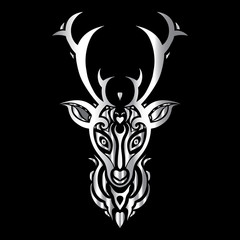 Deer head. Polynesian tattoo style