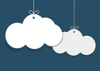 Vector simple shopping tags in shape of clouds