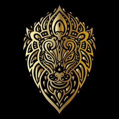 Lions head. Tribal pattern.