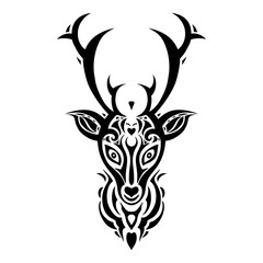 Deer head. Polynesian tattoo style
