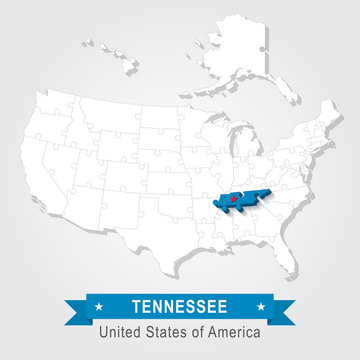 Tennessee state. USA administrative map.