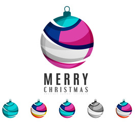 Set of abstract Christmas ball icons, business logo concepts