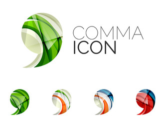 Set of abstract comma icon, business logotype concepts, clean