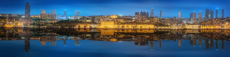 Fototapeta na wymiar Panorama os Istanbul and Bosporus at night