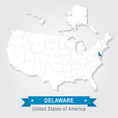 Delaware state. USA administrative map.