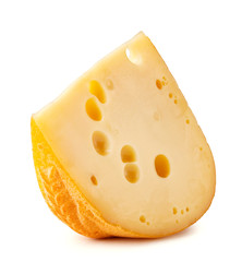 Piece of cheese with big holes