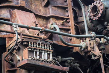 old rusted machine. rusty metal machinery detail. aged technology
