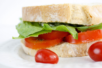 tomatoes sandwich on a white background 