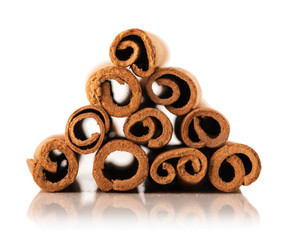 cinnamon sticks isolated on the white background