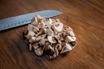 Mushrooms and knife