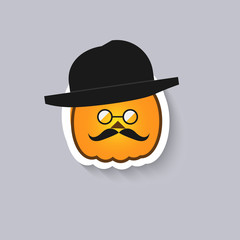 Pumpkin hipster round glasses and a bowler hat