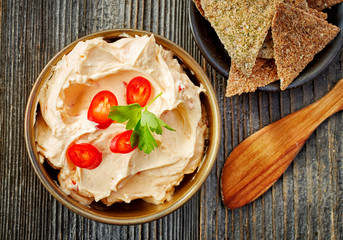 cream cheese with chili and tomato, dip sauce