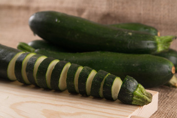 Zucchine on the cutting board