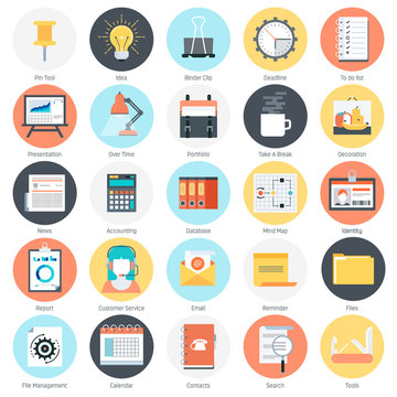 Work tools and business theme, flat style, colorful, vector icon